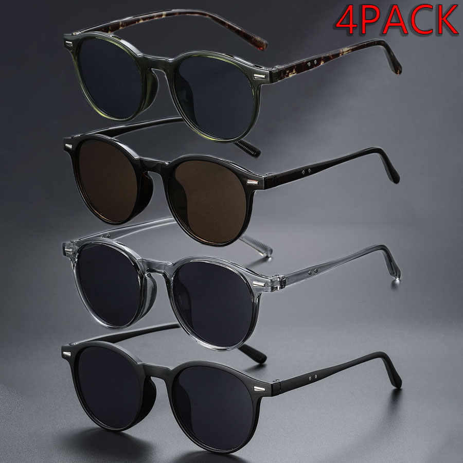 Street Fashion Photography - 4-pack Fashion Round Frame Trendy Glasses,