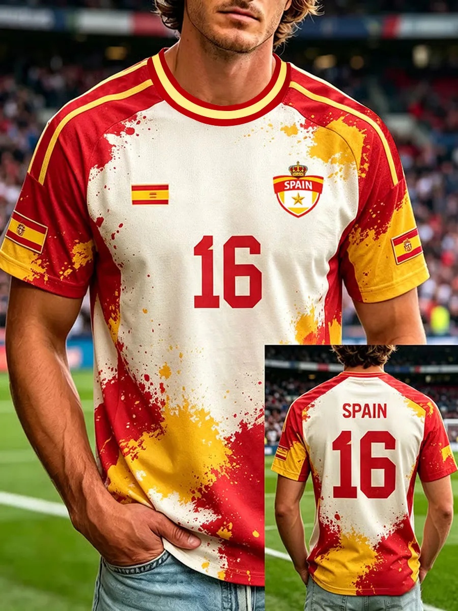 Spain  Football Fan T-shirt Sh - Street Fashion In Spain ulasan dan harga