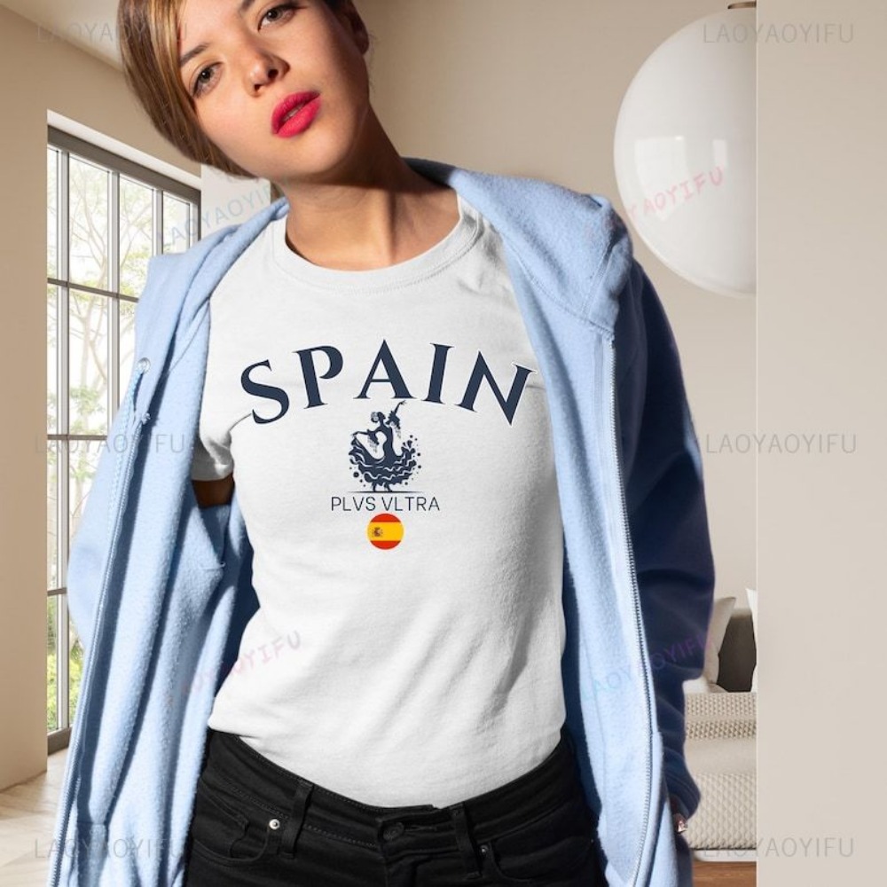 Spain Flag Graphic Printed T-s - Street Fashion In Spain ulasan dan harga