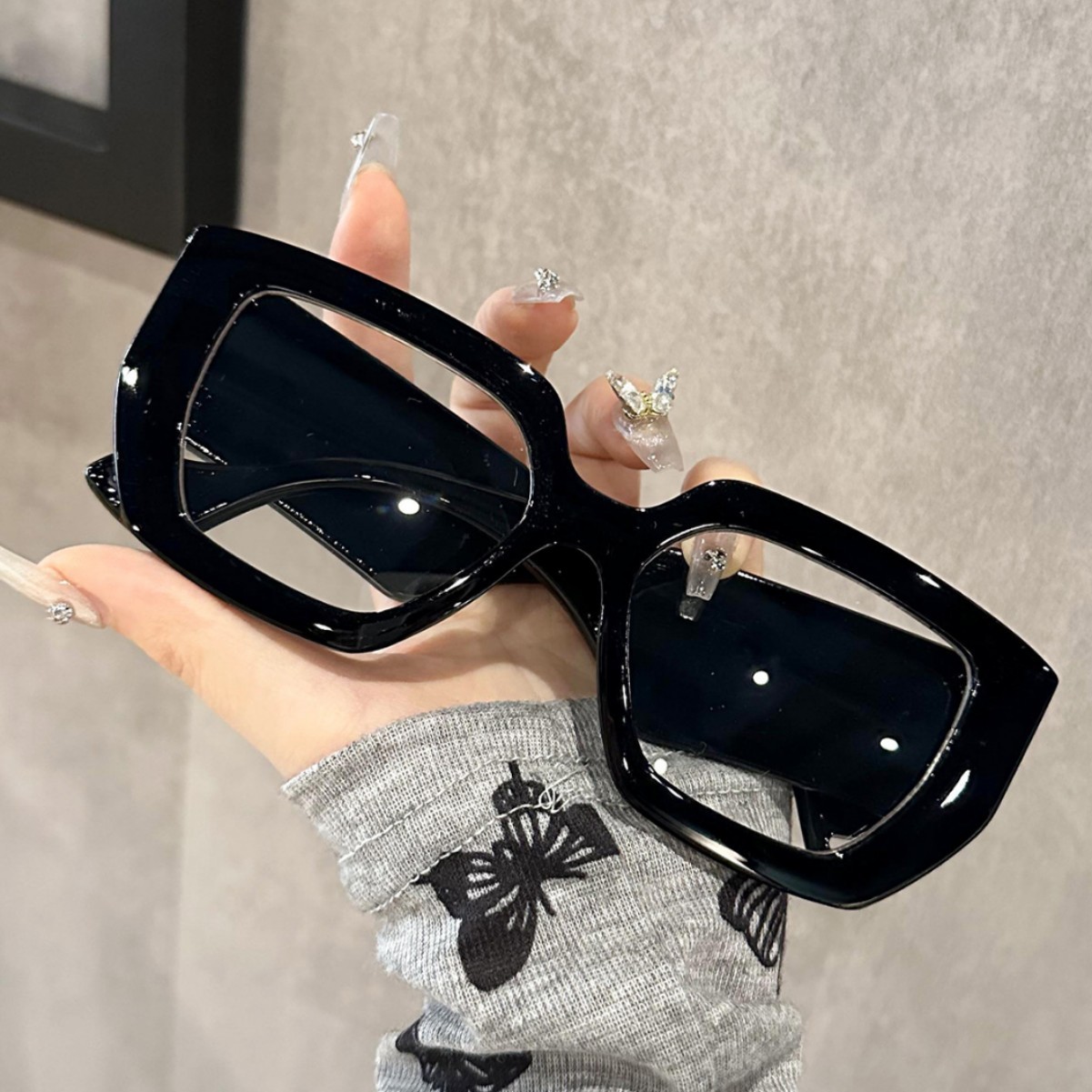 Super Large BoxSunglasses Wome - Street Fashion Photography ulasan dan harga