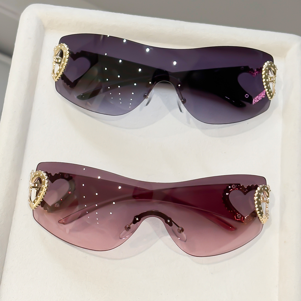 2pcs Y2K Integrated Frameless  - Street Fashion Photography ulasan dan harga