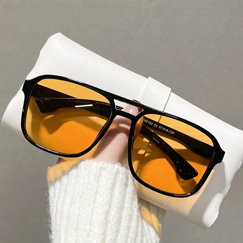 Square Double Bridges Sunglass - Street Fashion Glasses ulasan dan harga