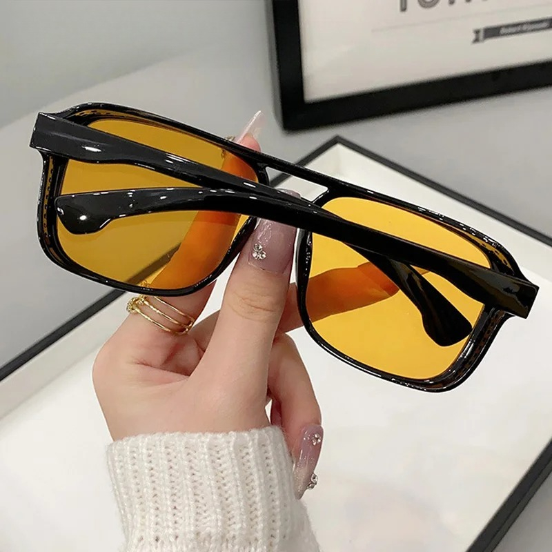 Square Double Bridges Sunglass - Street Fashion Glasses ulasan dan harga
