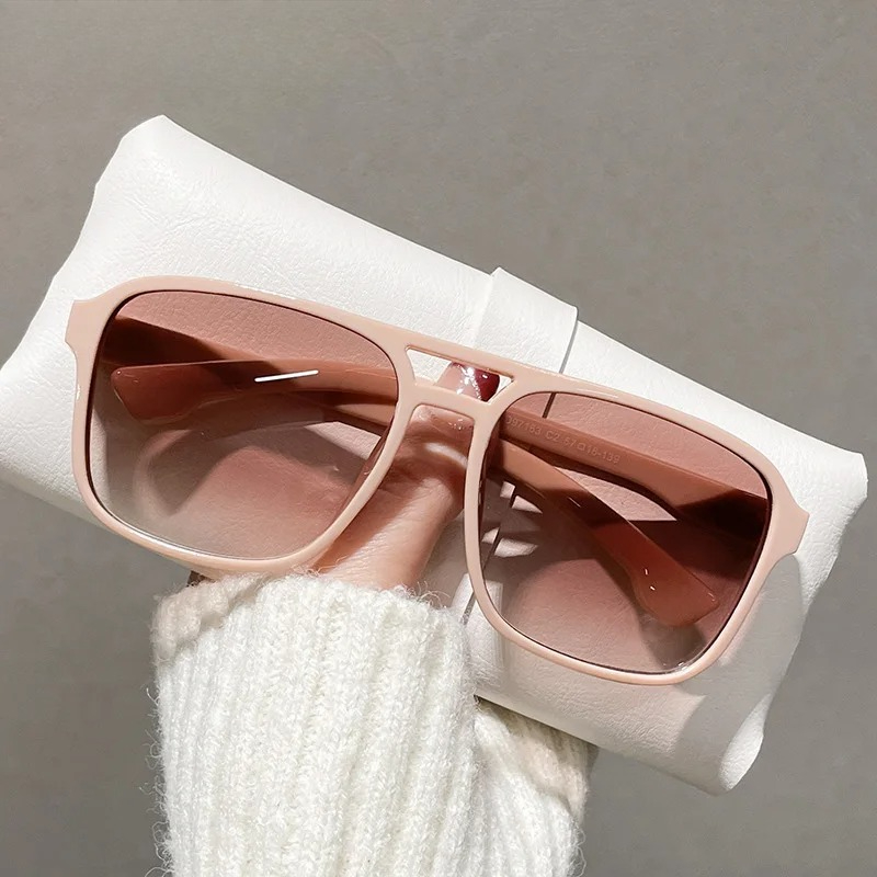 Square Double Bridges Sunglass - Street Fashion Glasses ulasan dan harga