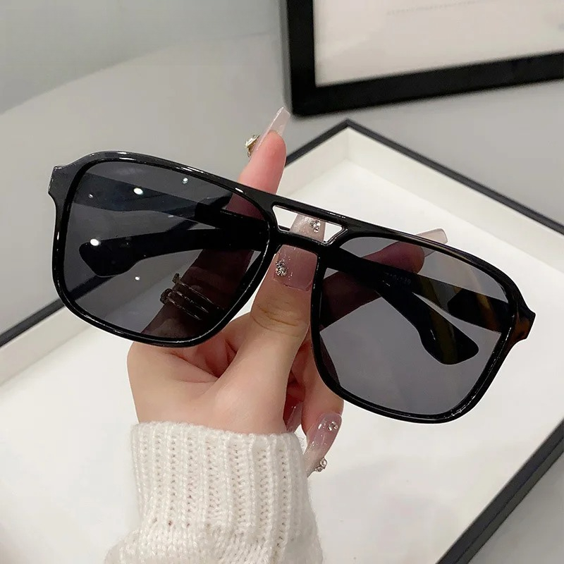 Square Double Bridges Sunglass - Street Fashion Glasses ulasan dan harga