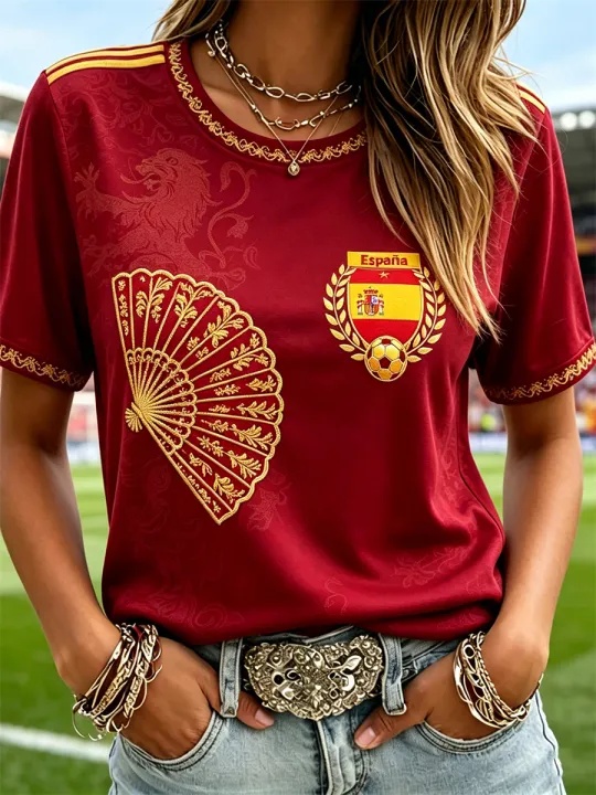 Spain Football Fan T-shirt  Sl - Street Fashion In Spain ulasan dan harga