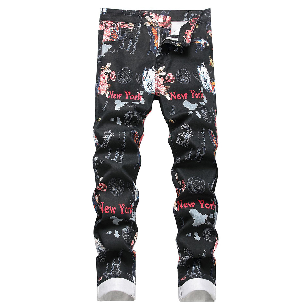 Men Digital Print Jeans Fashio - Street Fashion New York ulasan dan harga