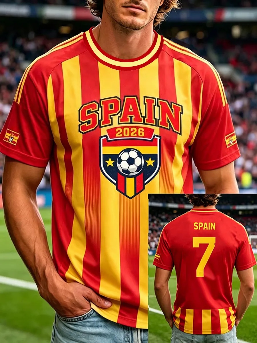 Spain  Football Fan T-shirt Sh - Street Fashion In Spain ulasan dan harga