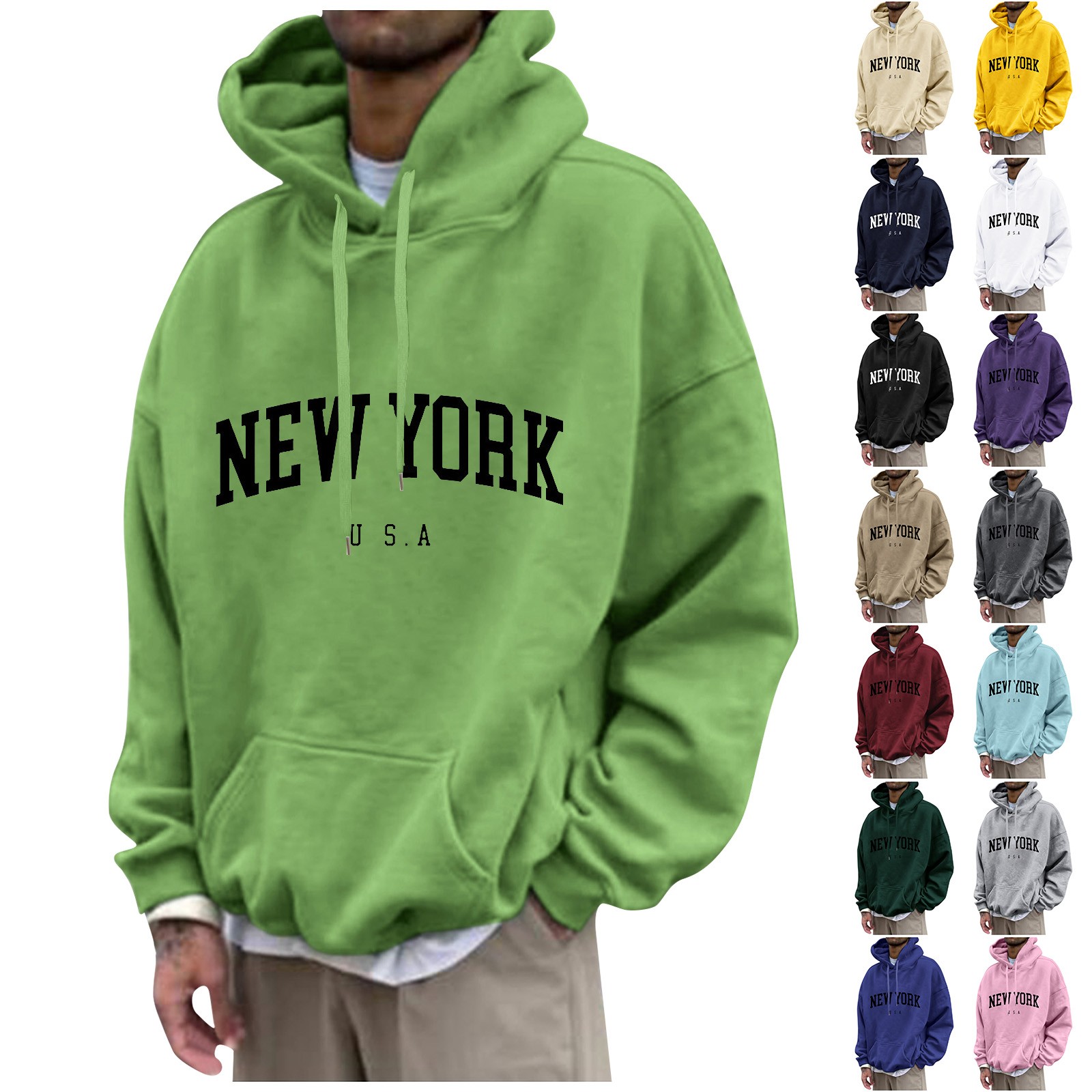 New York Print Mens Hoodies Fa - Street Fashion New York ulasan dan harga