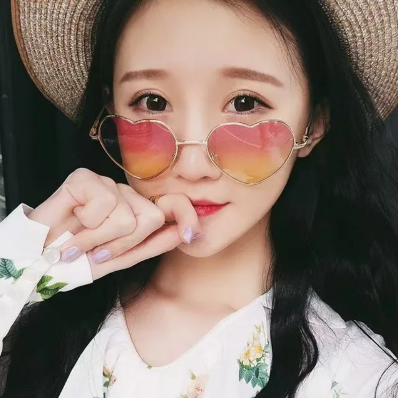 Fashion Heart Shaped Metal Sun - Street Fashion Glasses ulasan dan harga