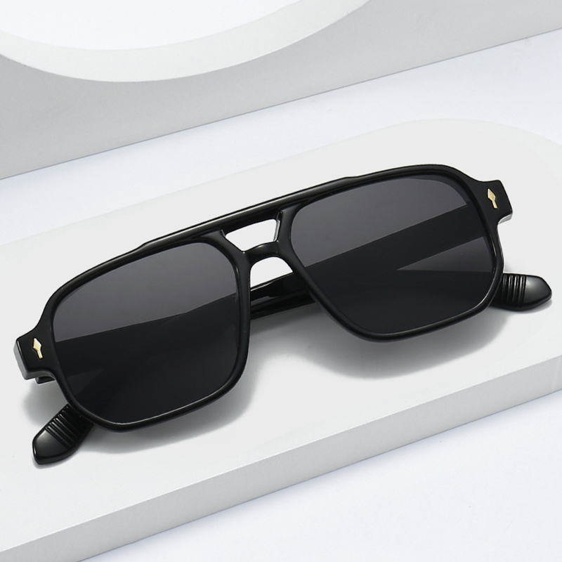 Vintage Double Bridges Men Squ - Street Fashion Glasses ulasan dan harga