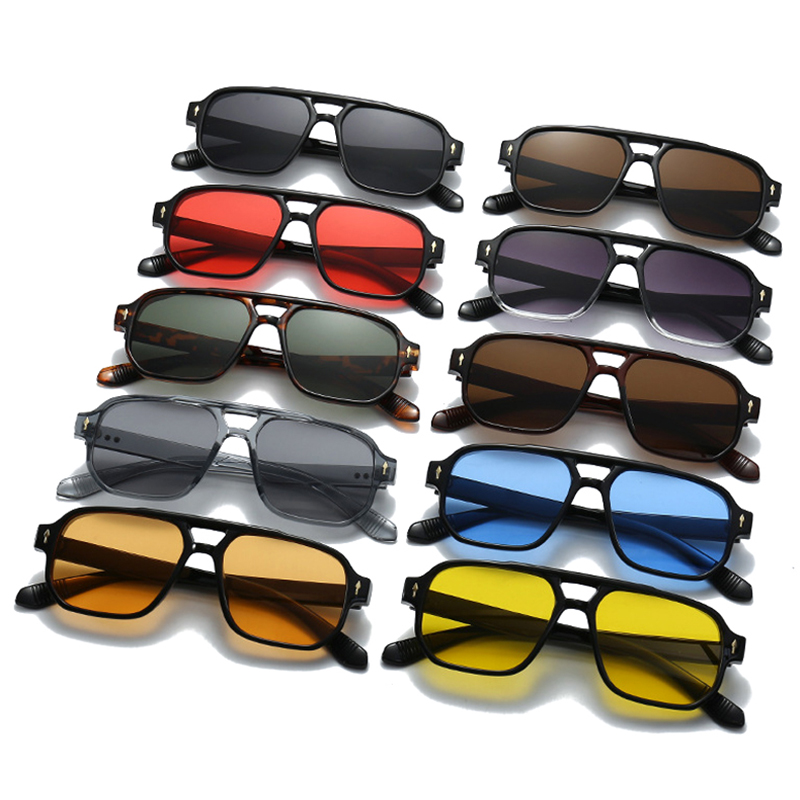 Vintage Double Bridges Men Squ - Street Fashion Glasses ulasan dan harga