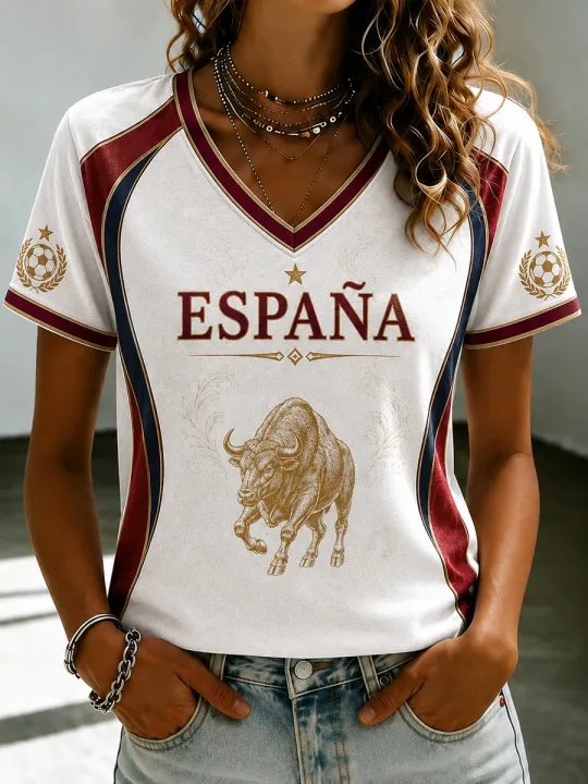 Spain Football Fan T-shirt  Sl - Street Fashion In Spain ulasan dan harga