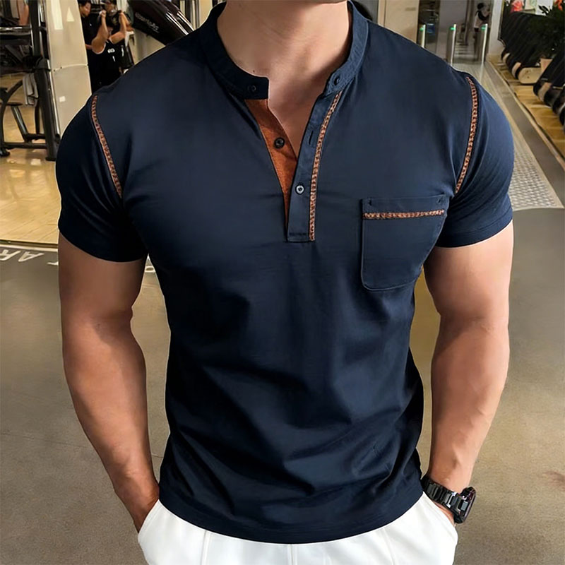 New Summer Men's Henry Collar  - Street Fashion China ulasan dan harga
