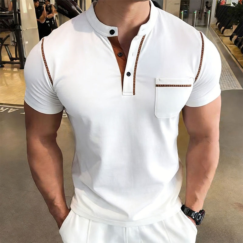 New Summer Men's Henry Collar  - Street Fashion China ulasan dan harga