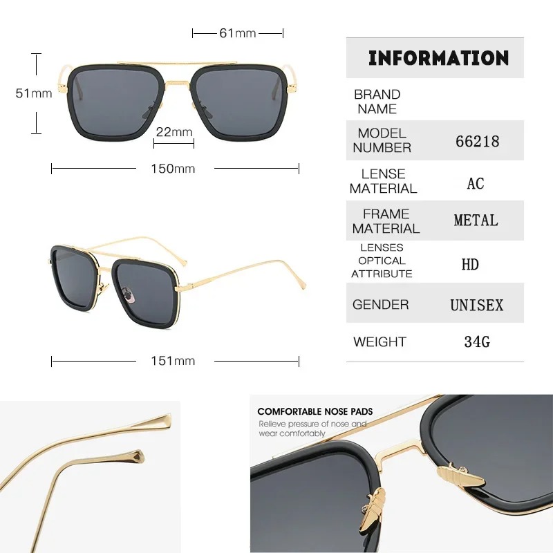 Steam Punk Tony Stark Sunglass - Street Fashion Glasses ulasan dan harga